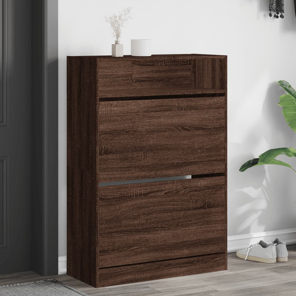 VidaXL Armoire à chaussures avec 2 tiroirs pliants 80x34x116 cm coloris chêne marron