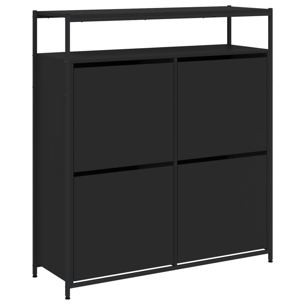 VidaXL Armoire à chaussures avec 4 tiroirs pliants 100x34x112 cm noir
