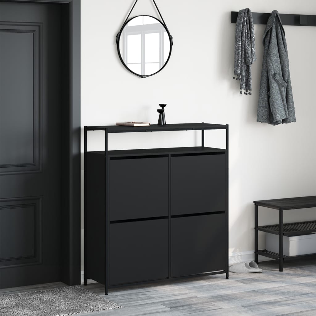 VidaXL Armoire à chaussures avec 4 tiroirs pliants 100x34x112 cm noir