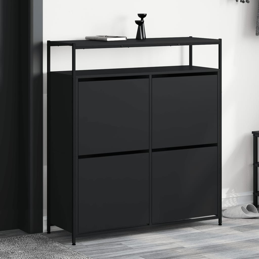 VidaXL Armoire à chaussures avec 4 tiroirs pliants 100x34x112 cm noir