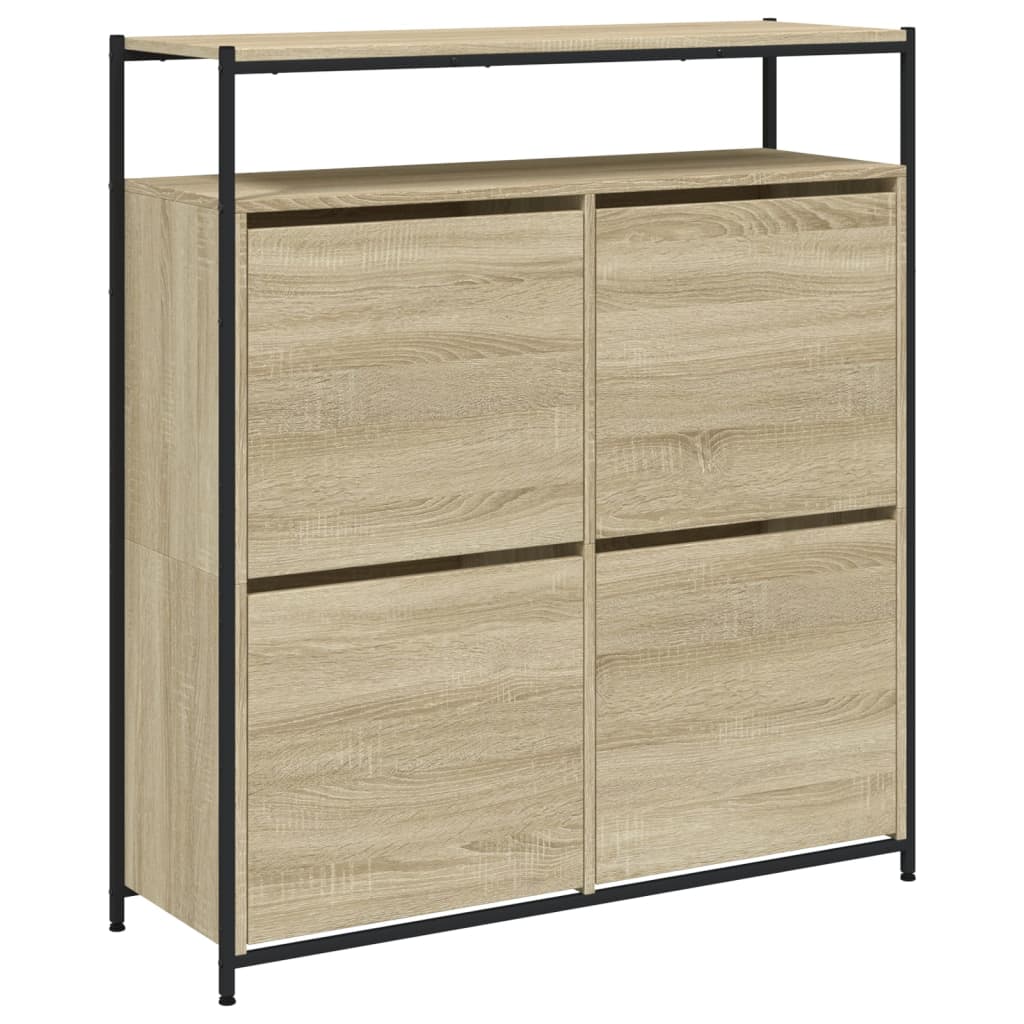 VidaXL Armoire à chaussures avec 4 tiroirs pliants 100x34x112 cm Chêne Sonoma