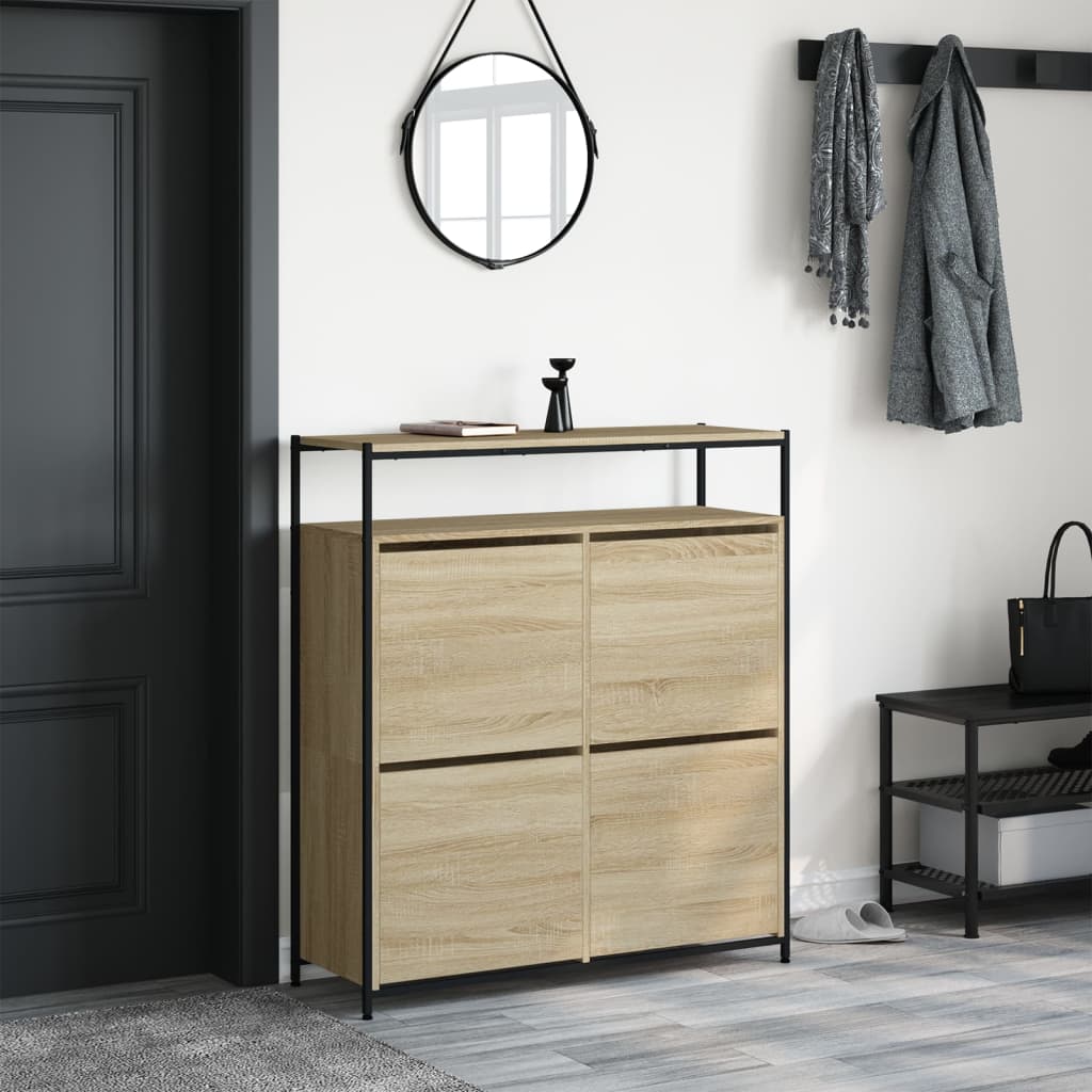 VidaXL Armoire à chaussures avec 4 tiroirs pliants 100x34x112 cm Chêne Sonoma