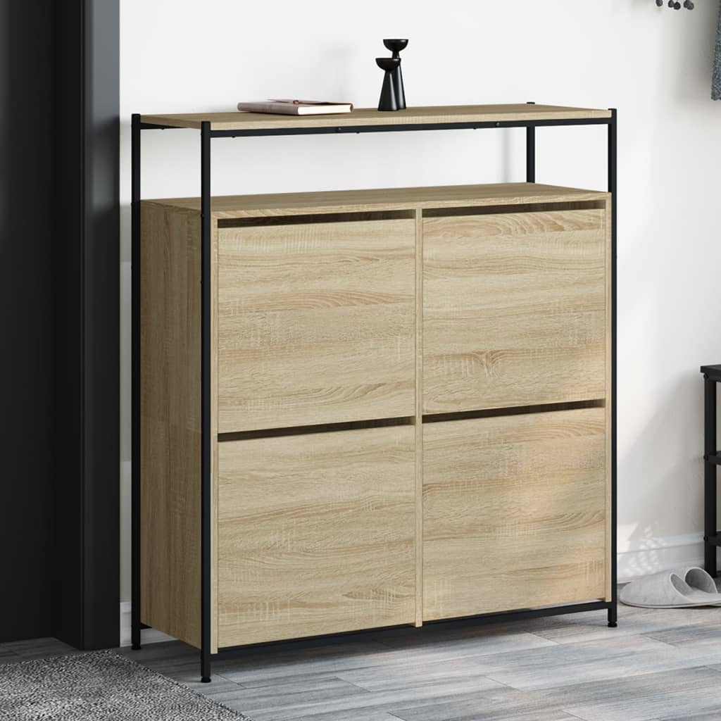 VidaXL Armoire à chaussures avec 4 tiroirs pliants 100x34x112 cm Chêne Sonoma