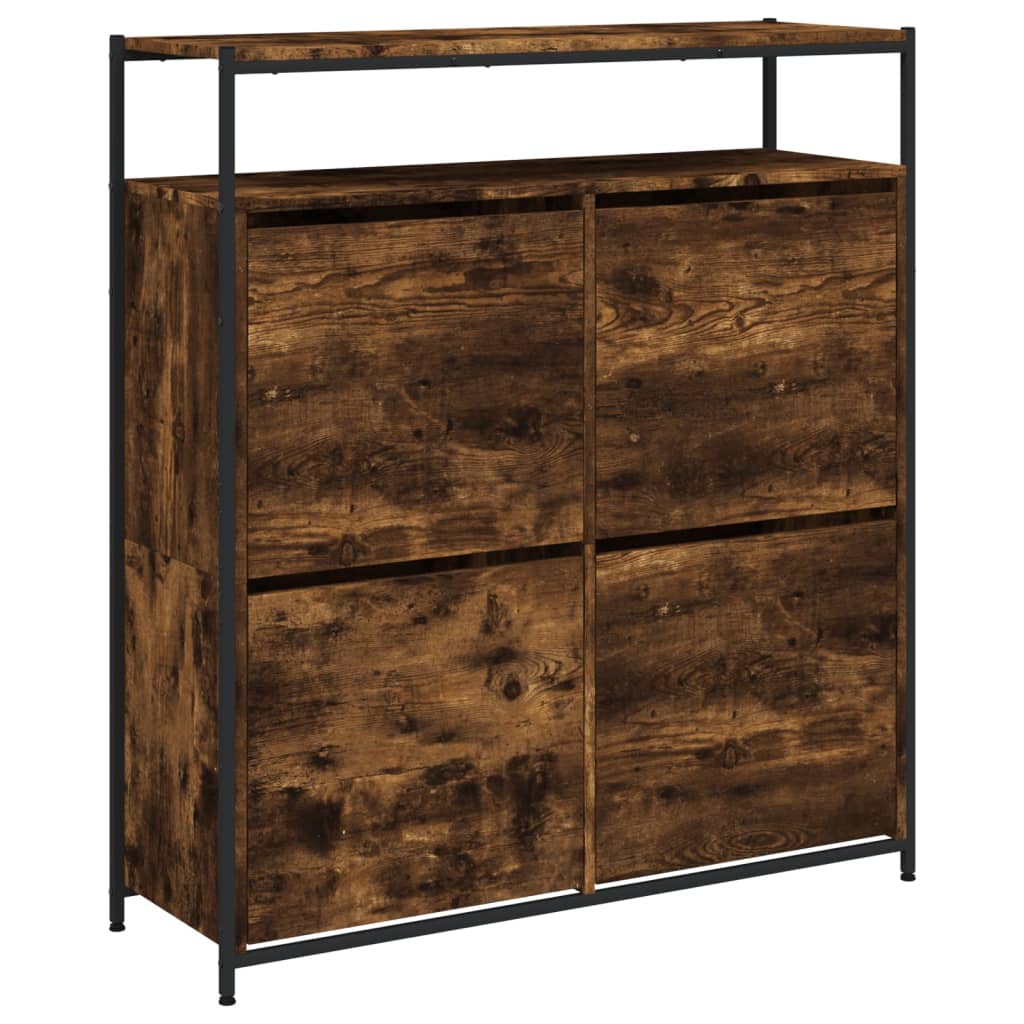 VidaXL Armoire à chaussures avec 4 tiroirs pliants 100x34x112 cm Chêne fumé