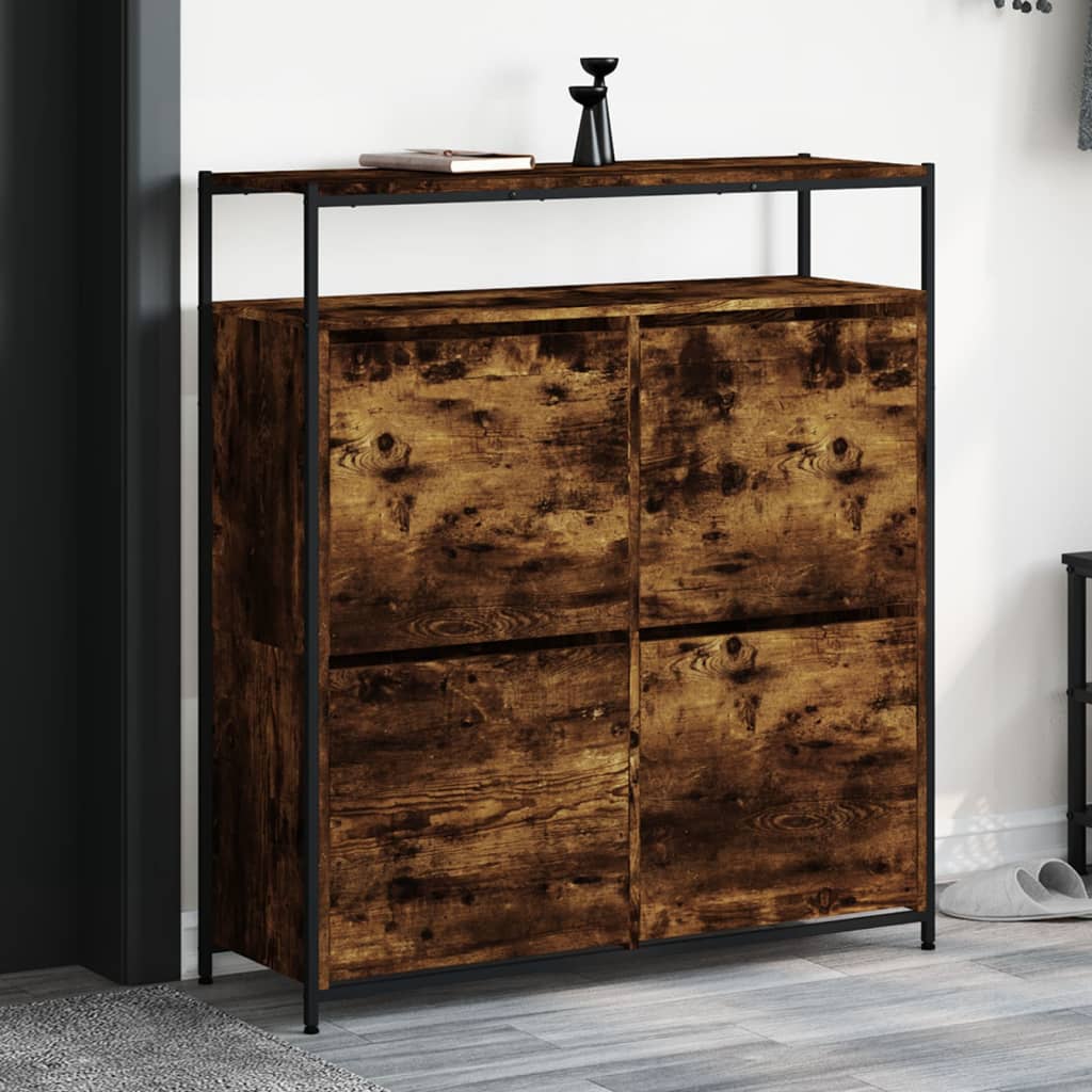 VidaXL Armoire à chaussures avec 4 tiroirs pliants 100x34x112 cm Chêne fumé