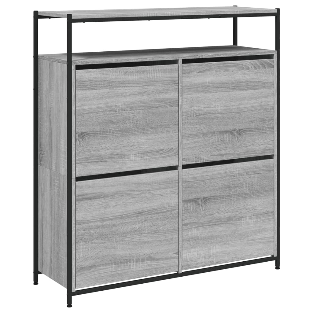 VidaXL Armoire à chaussures avec 4 tiroirs pliants 100x34x112 cm chêne sonoma gris