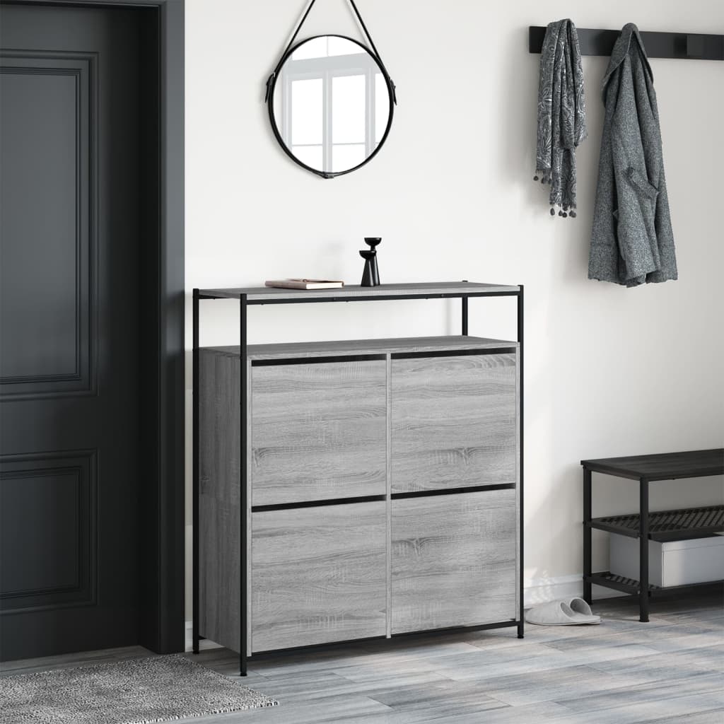 VidaXL Armoire à chaussures avec 4 tiroirs pliants 100x34x112 cm chêne sonoma gris