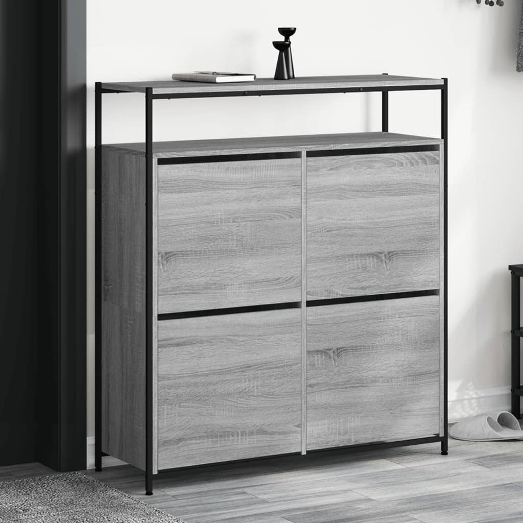 VidaXL Armoire à chaussures avec 4 tiroirs pliants 100x34x112 cm chêne sonoma gris