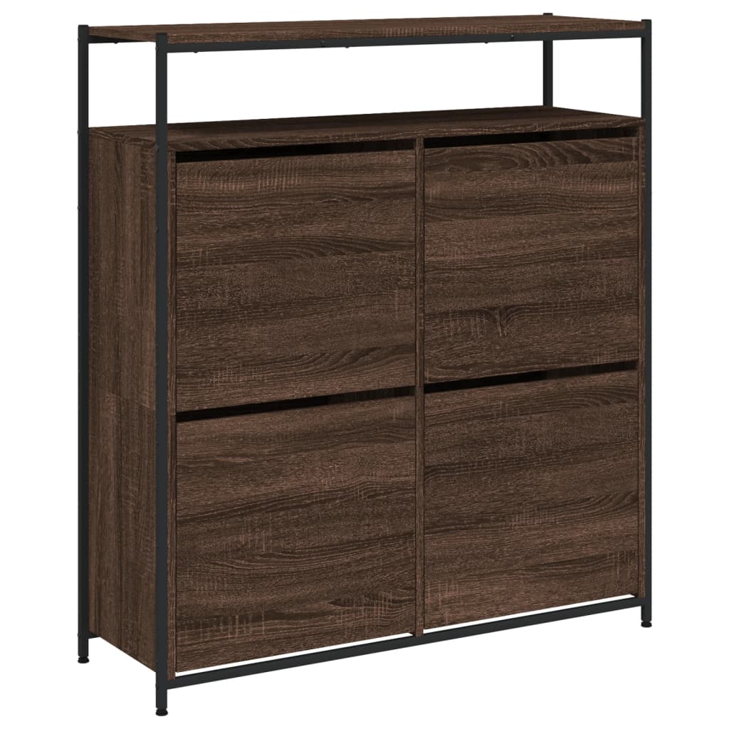 VidaXL Armoire à chaussures avec 4 tiroirs pliants 100x34x112 cm coloris chêne marron