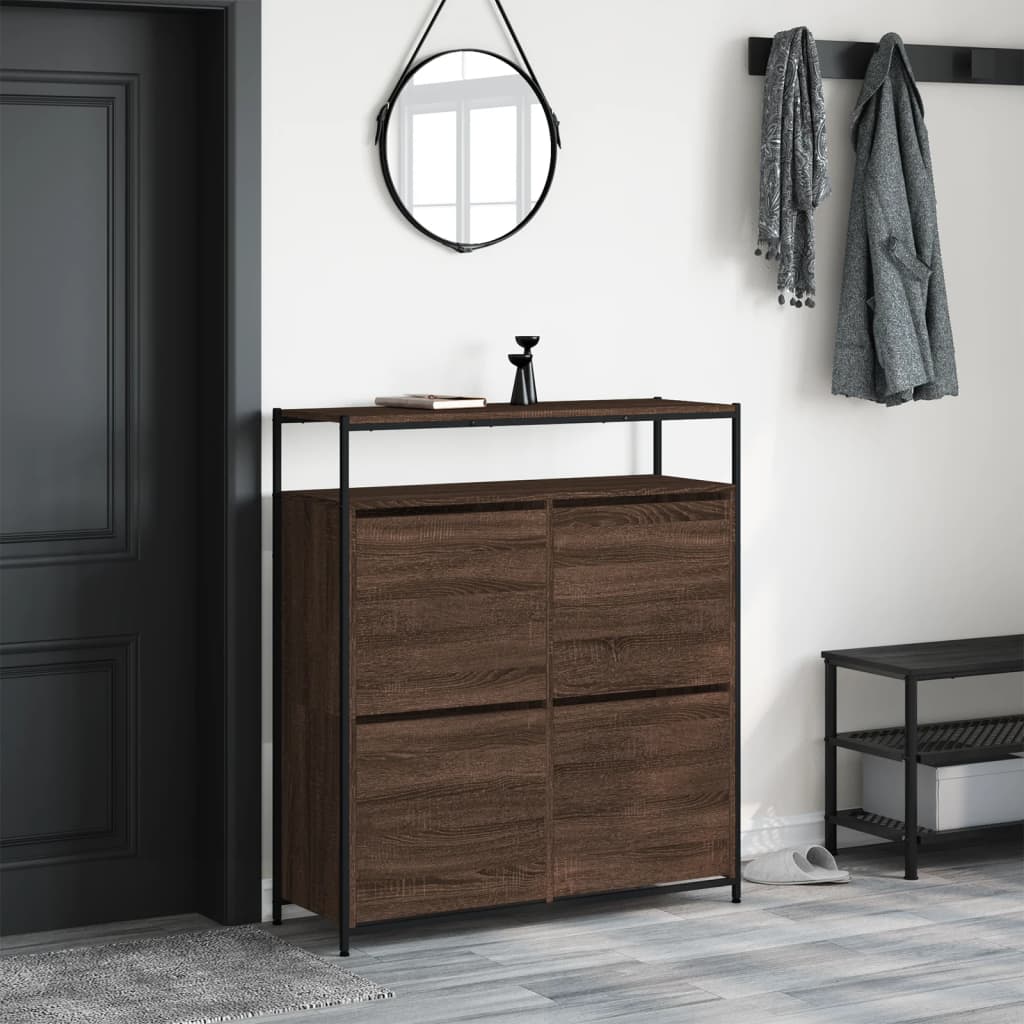 VidaXL Armoire à chaussures avec 4 tiroirs pliants 100x34x112 cm coloris chêne marron