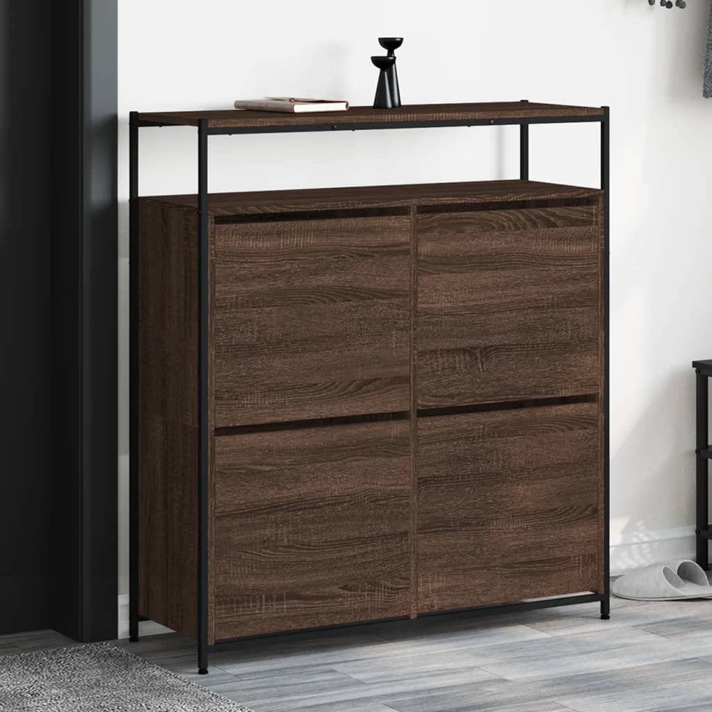 VidaXL Armoire à chaussures avec 4 tiroirs pliants 100x34x112 cm coloris chêne marron