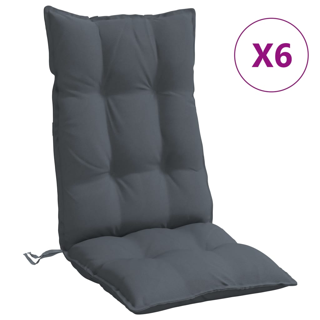 VidaXL coussins de chaise 6 pcs dossier haut tissu oxford anthracite
