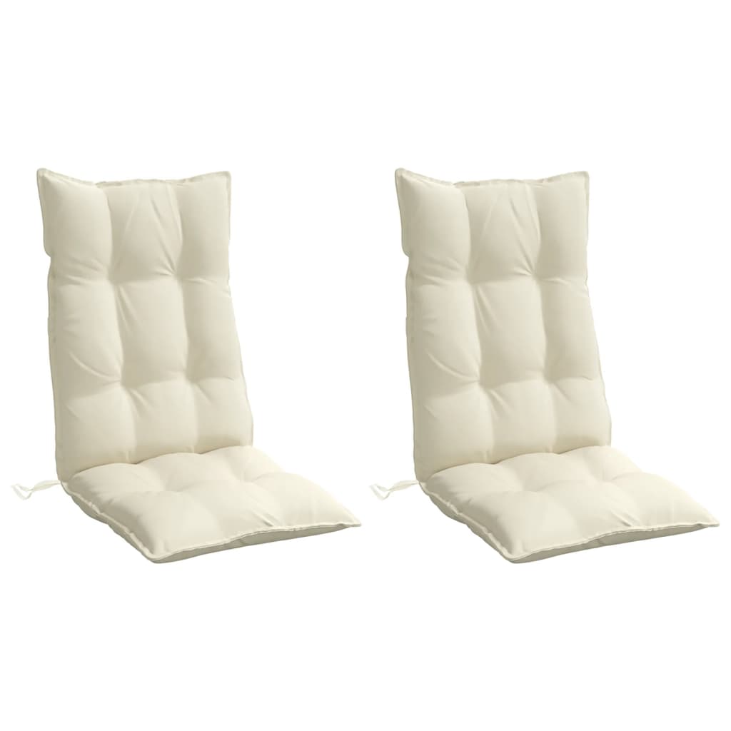 VidaXL coussins de chaise 2 pcs dossier haut tissu oxford couleur crème