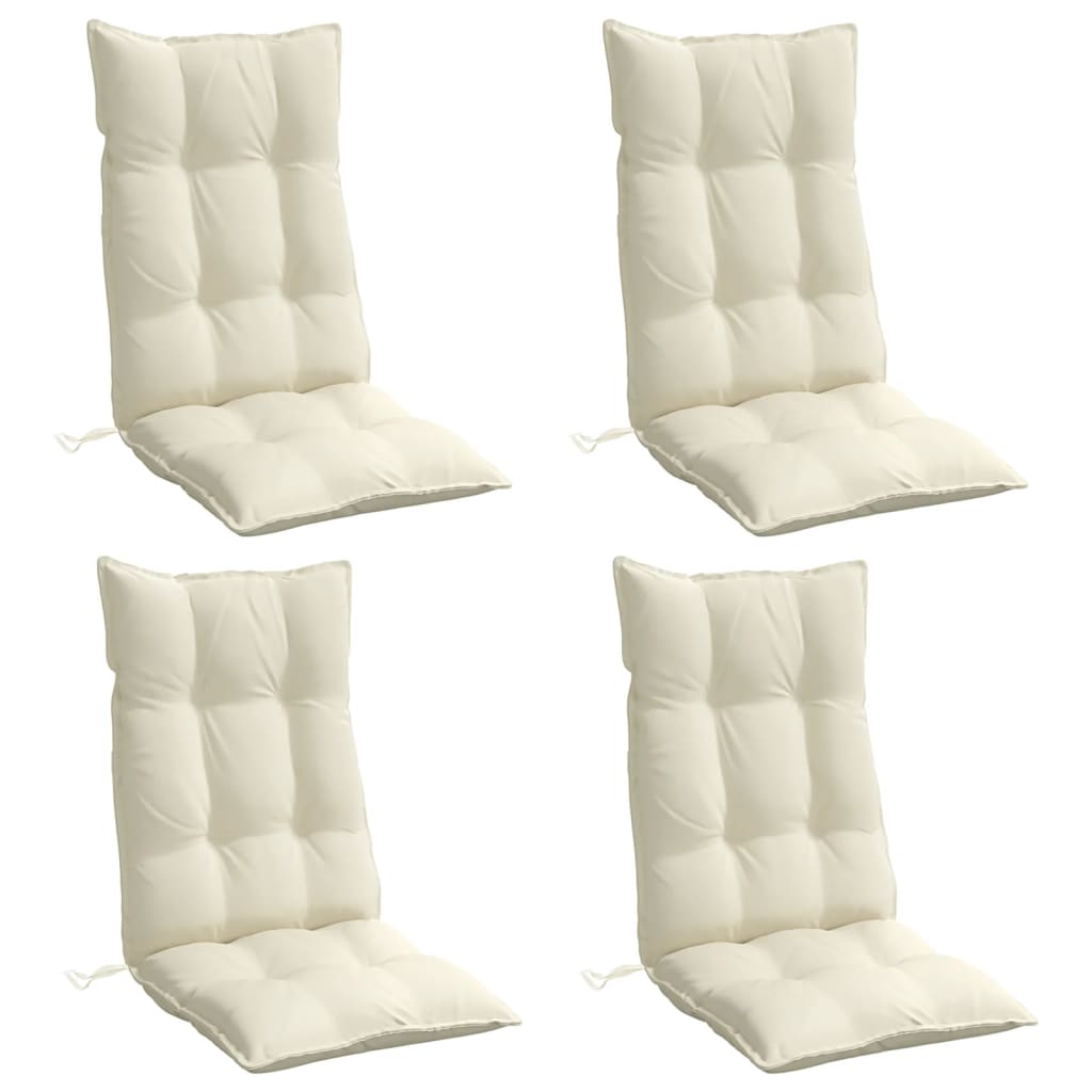 VidaXL coussins de chaise 4 pcs dossier haut tissu oxford couleur crème