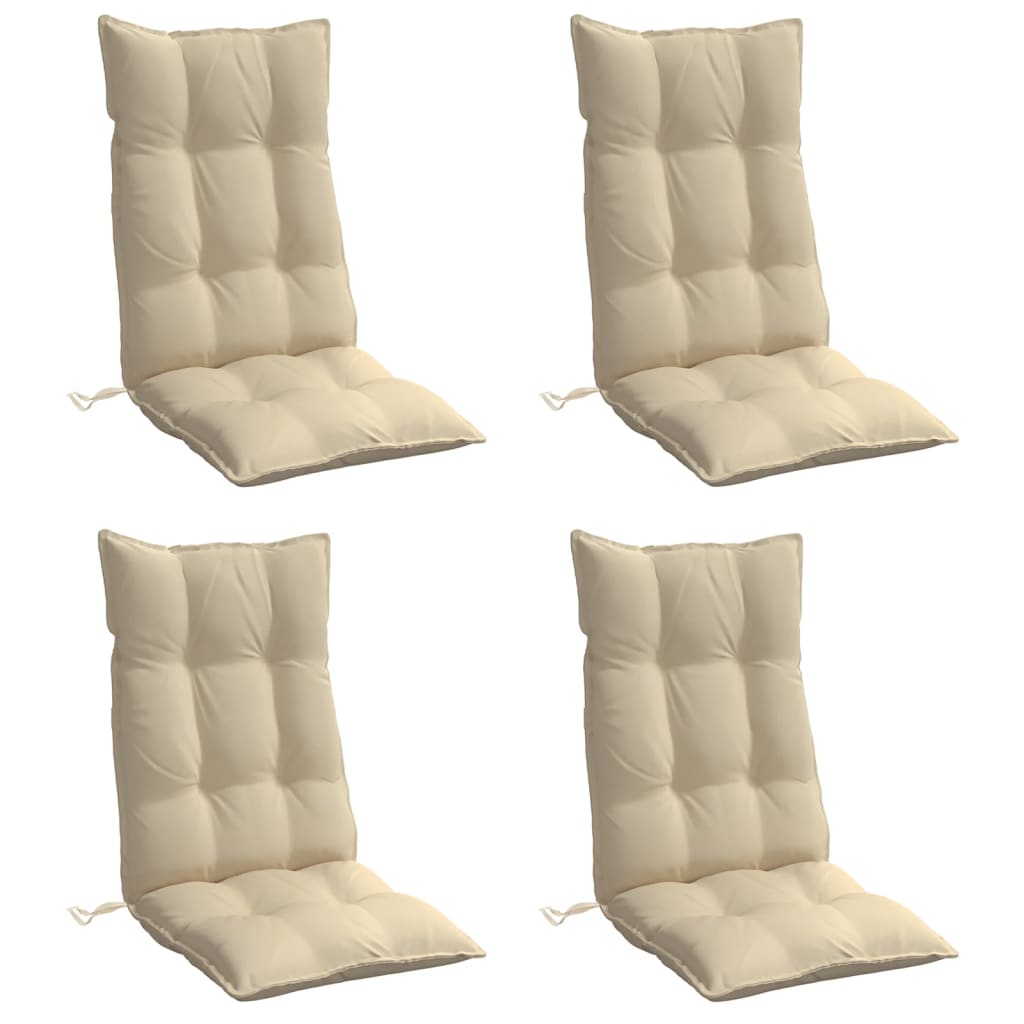 VidaXL coussins de chaise 4 pcs dossier haut tissu oxford beige