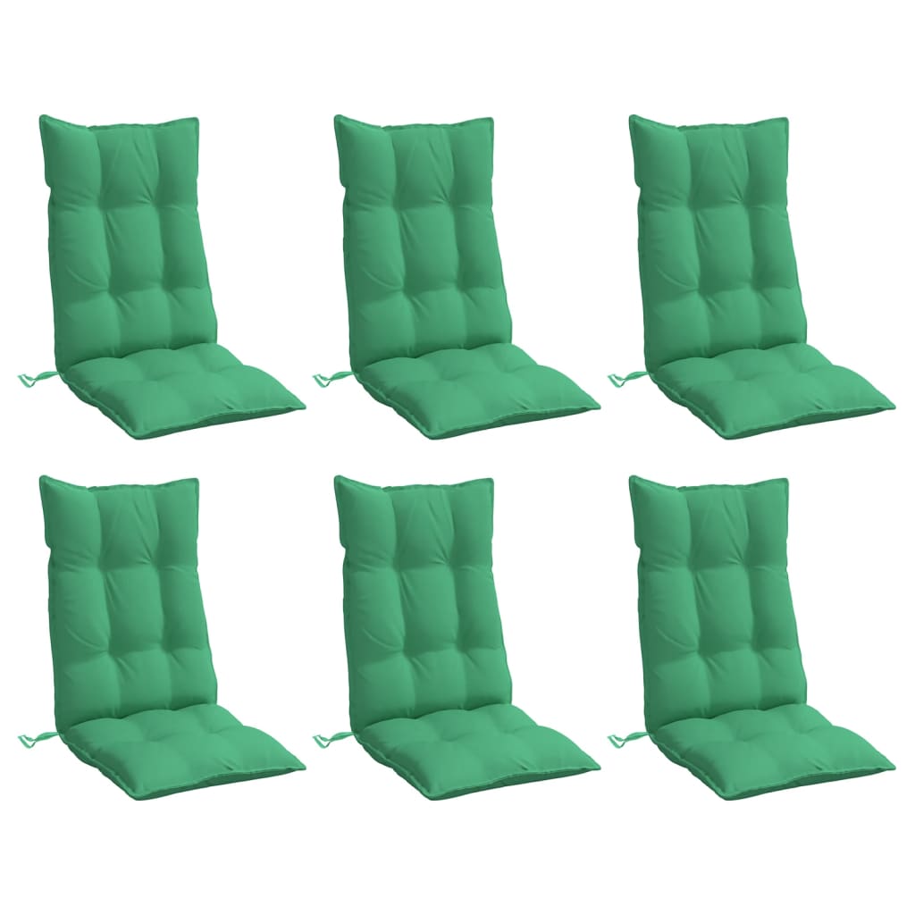 VidaXL coussins de chaise 6 pcs dossier haut tissu oxford vert