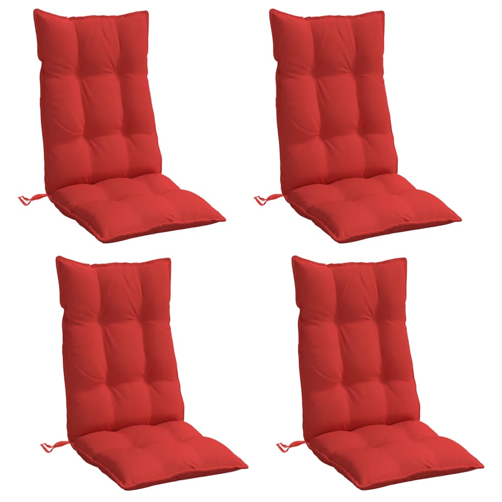 VidaXL coussins de chaise 4 pcs dossier haut tissu oxford rouge