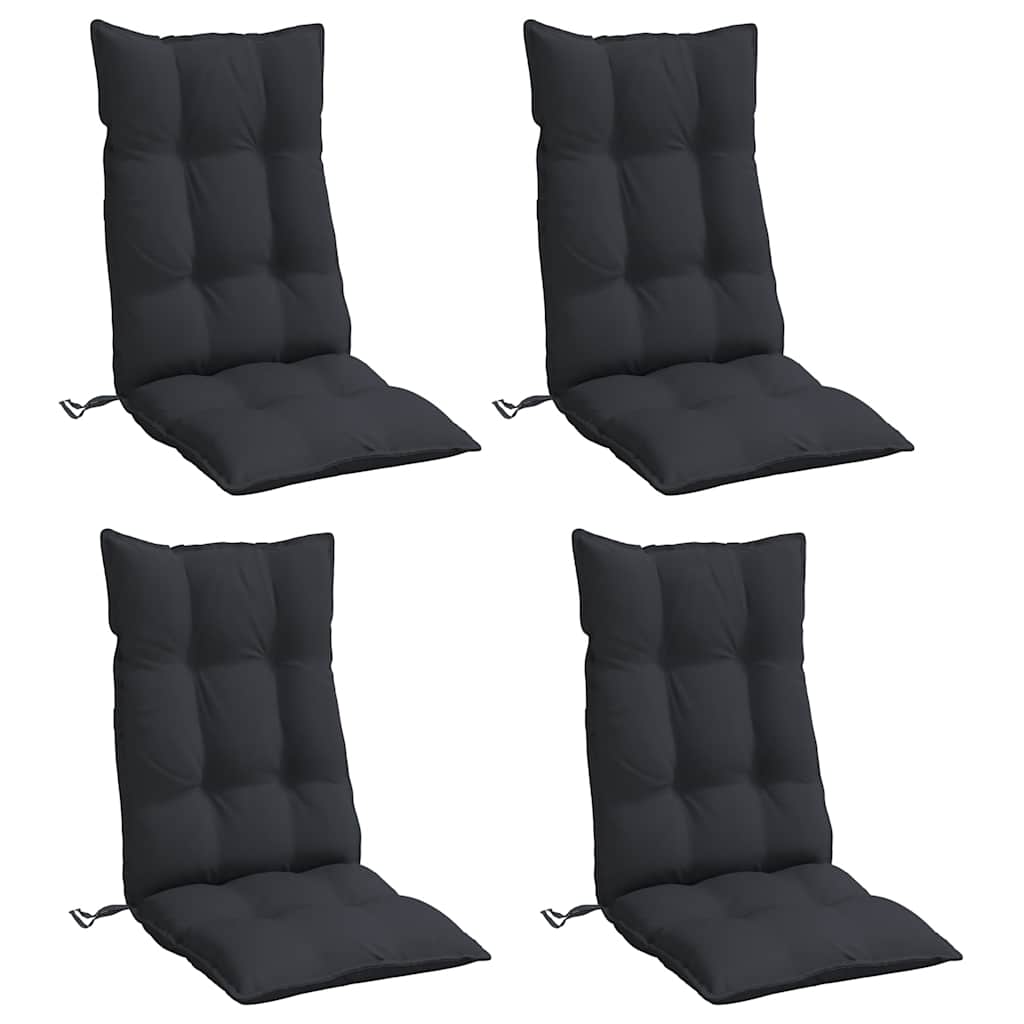 VidaXL coussins de chaise 4 pcs dossier haut tissu oxford noir