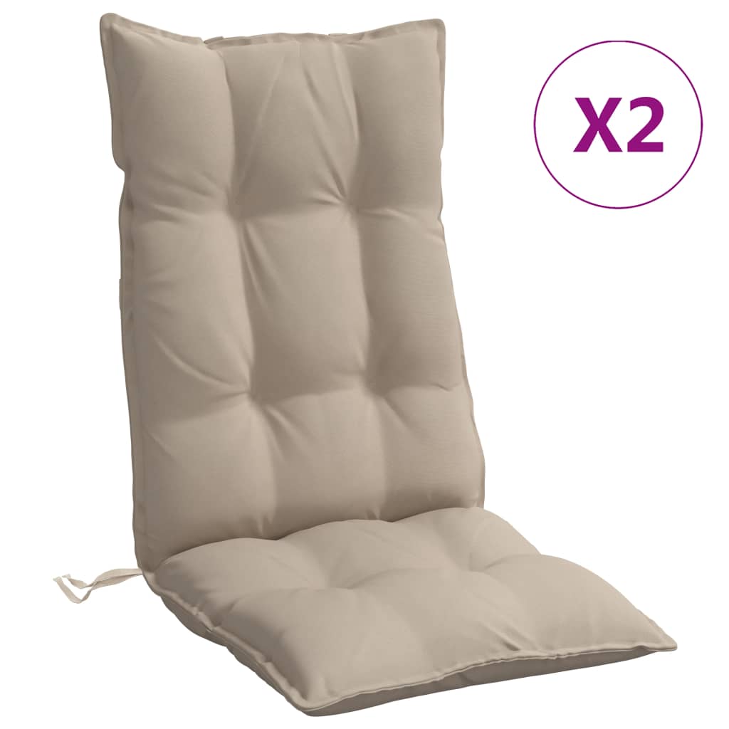 VidaXL coussins de chaise 2 pcs dossier haut tissu oxford taupe
