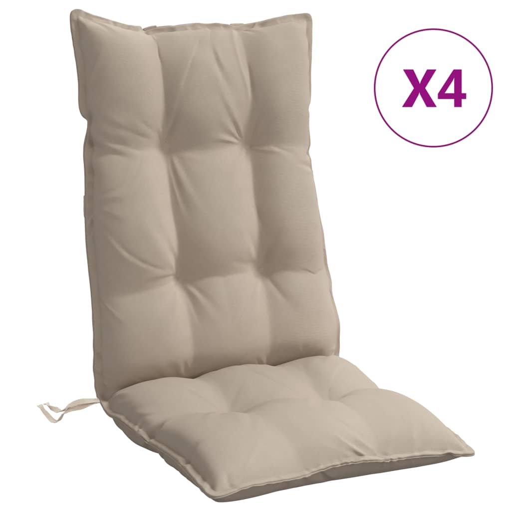 VidaXL coussins de chaise 4 pcs dossier haut tissu oxford taupe