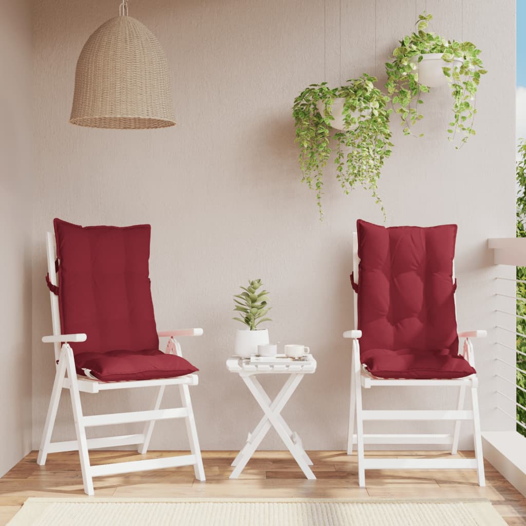 VidaXL coussins de chaise 2 pcs dossier haut tissu oxford rouge vin