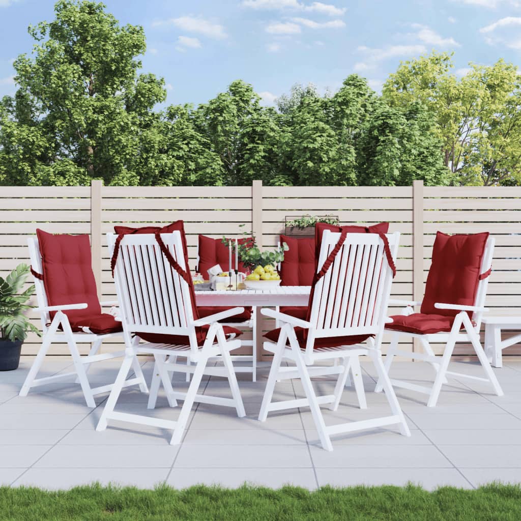 VidaXL coussins de chaise 6 pcs dossier haut tissu oxford rouge vin