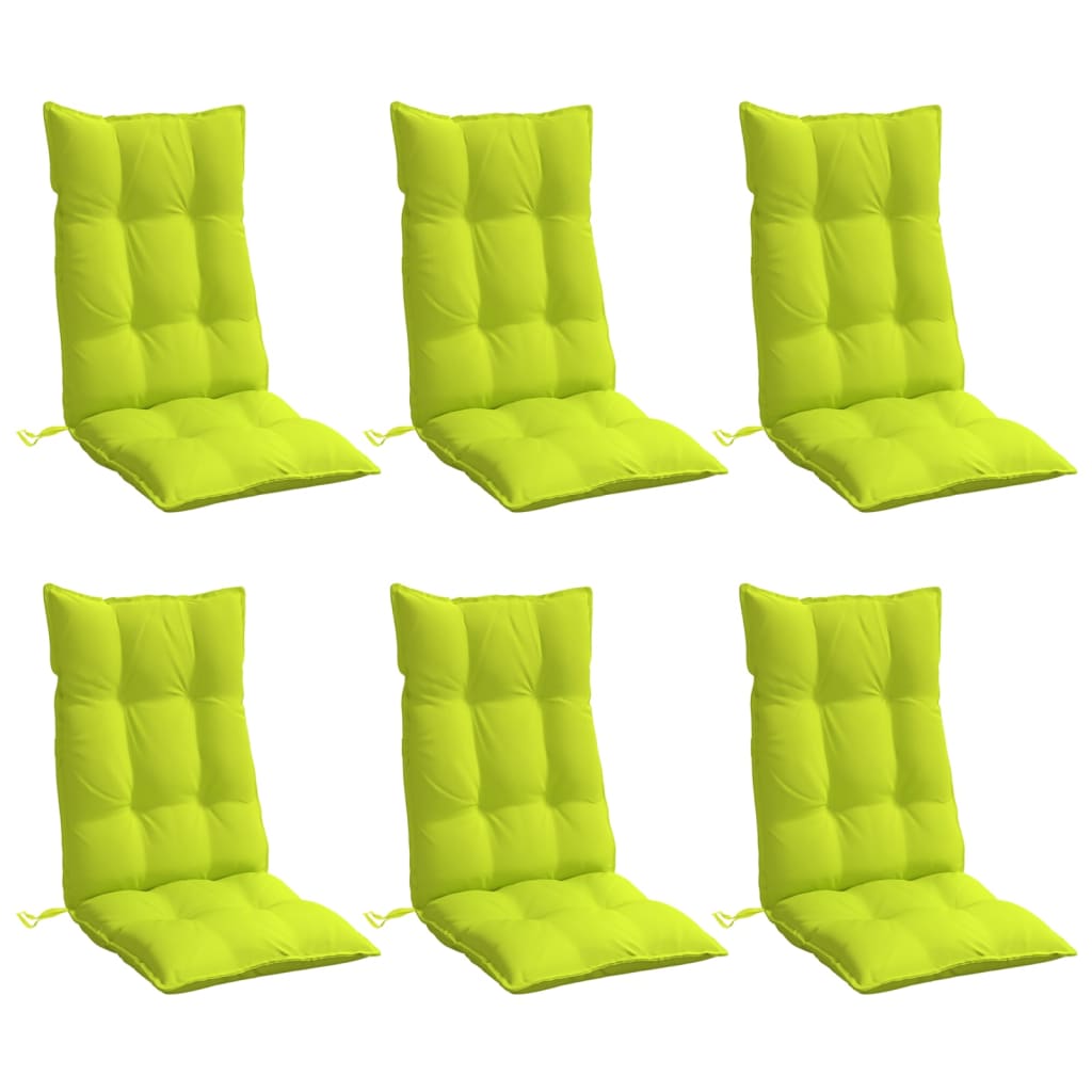 VidaXL coussins de chaise 6 pcs dossier haut tissu oxford vert vif