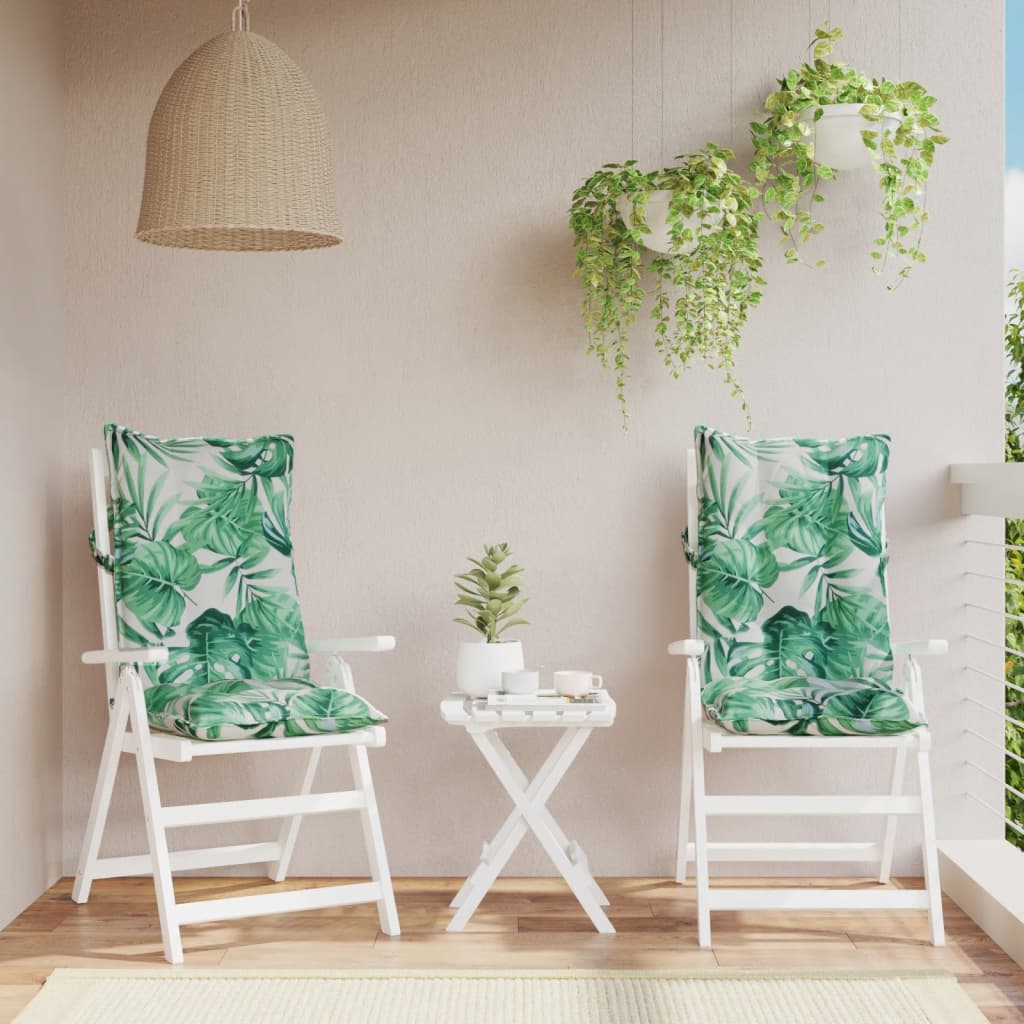 VidaXL coussins de chaise 2 pièces tissu oxford à motif de feuilles à dossier haut
