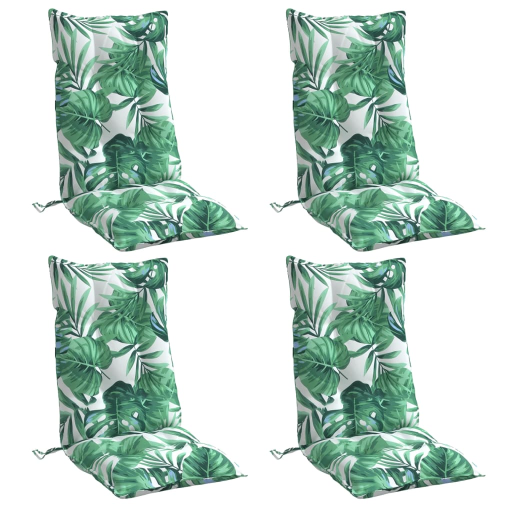 VidaXL coussins de chaise 4 pièces tissu oxford à motif de feuilles à dossier haut