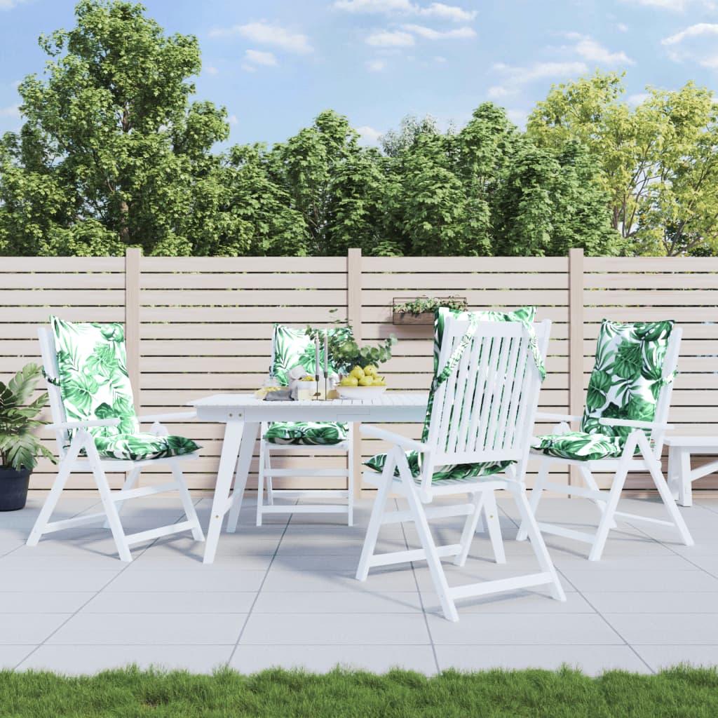 VidaXL coussins de chaise 4 pièces tissu oxford à motif de feuilles à dossier haut