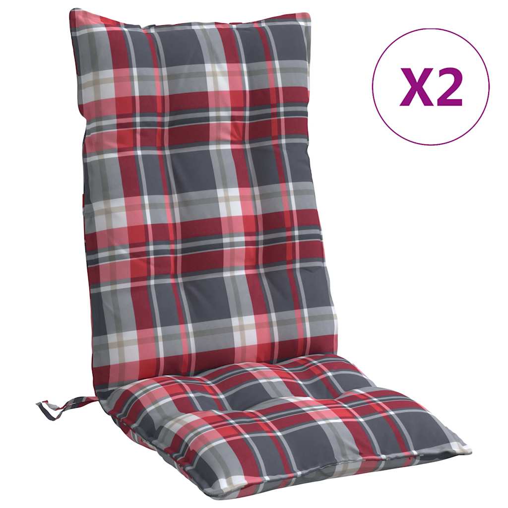 VidaXL coussins de chaise 2 pcs dossier haut motif losange tissu oxford rouge