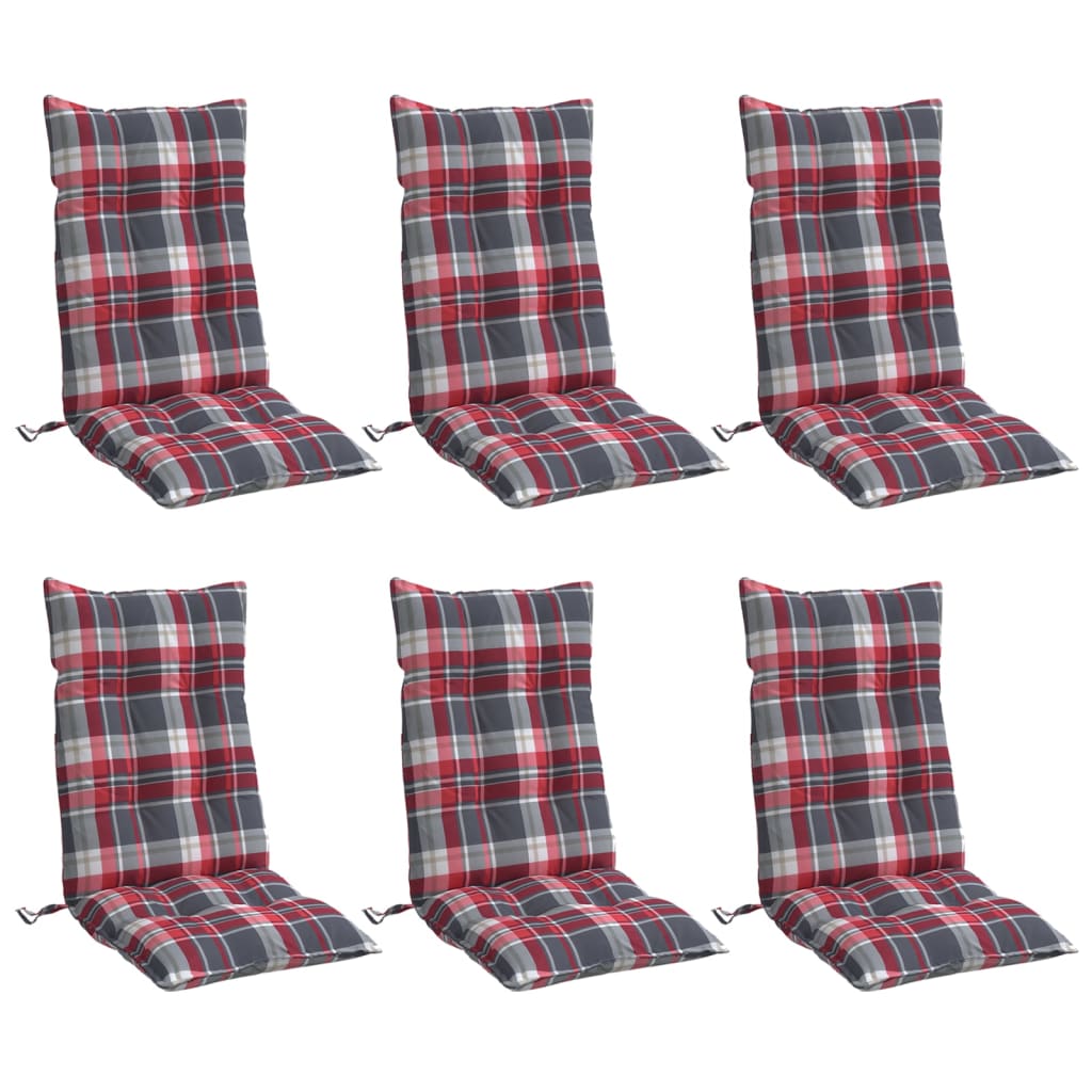 VidaXL coussins de chaise 6 pcs dossier haut motif losange tissu oxford rouge