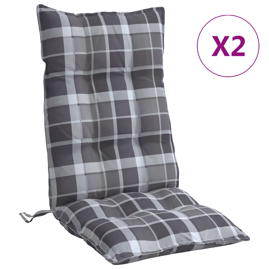 VidaXL coussins de chaise 2 pcs dossier haut motif losange tissu oxford gris