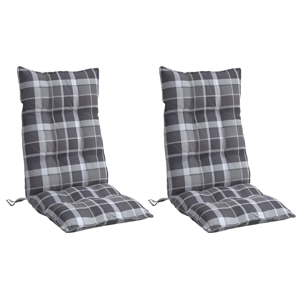 VidaXL coussins de chaise 2 pcs dossier haut motif losange tissu oxford gris