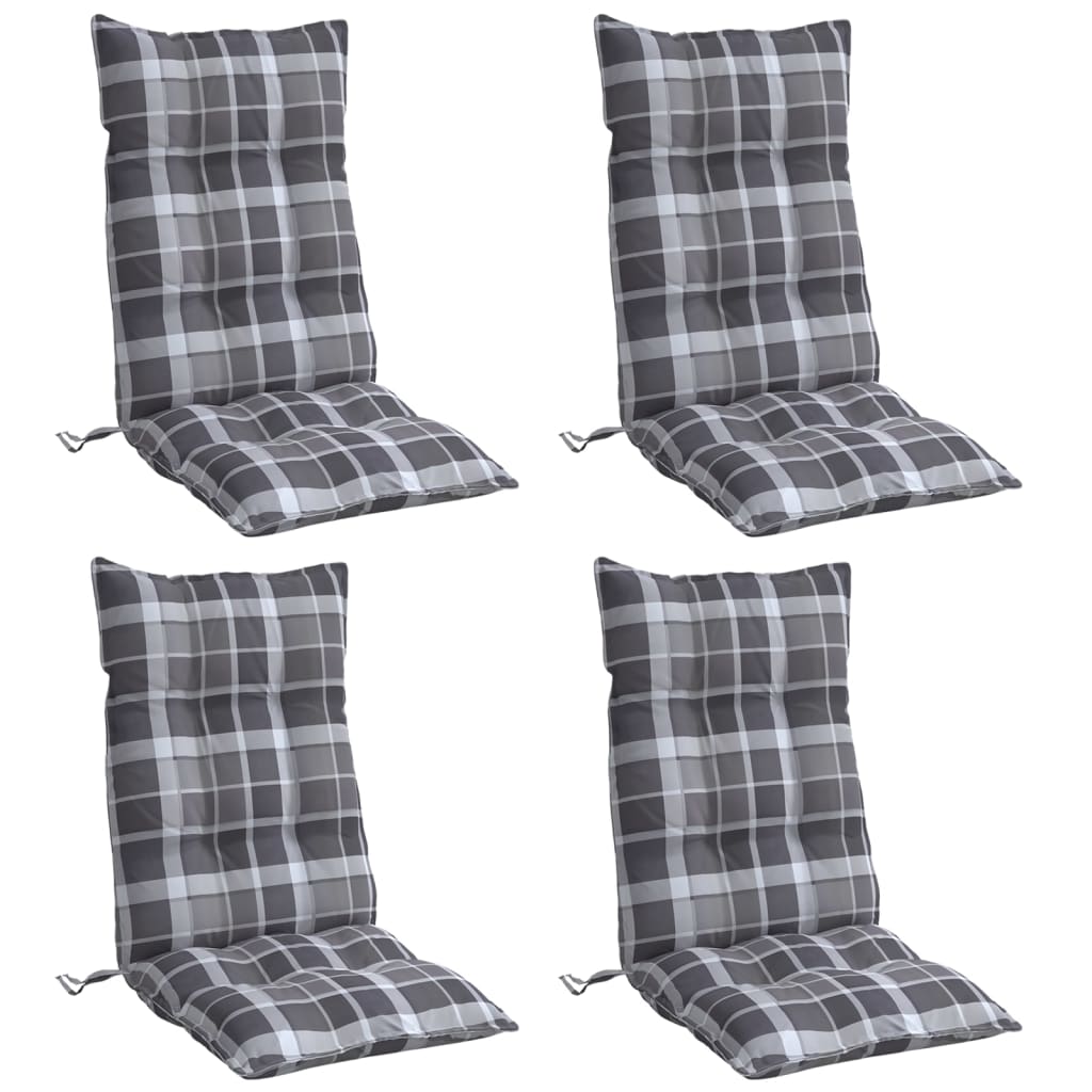 VidaXL coussins de chaise 4 pièces dossier haut motif losange tissu oxford gris