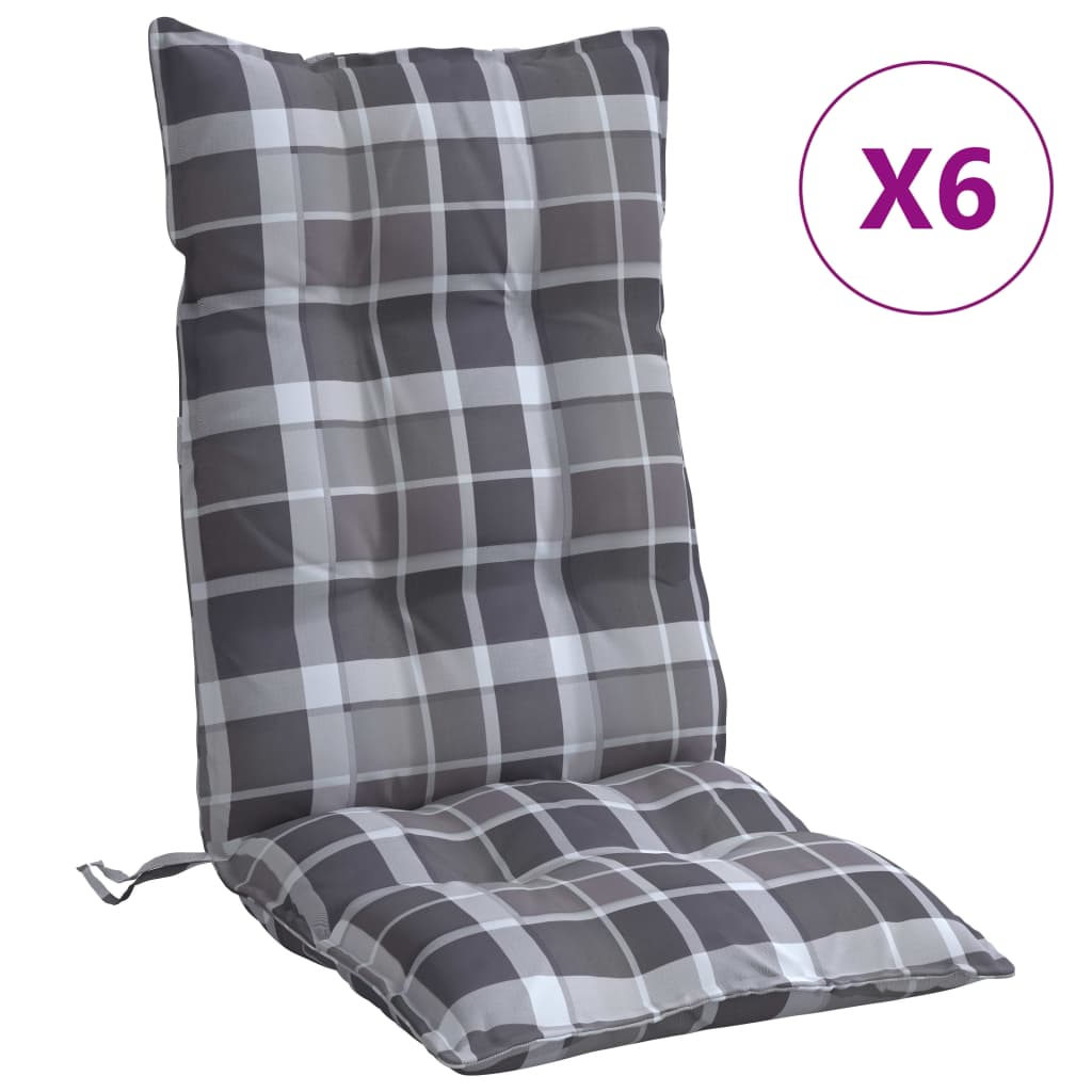VidaXL coussins de chaise 6 pièces dossier haut motif losange tissu oxford gris