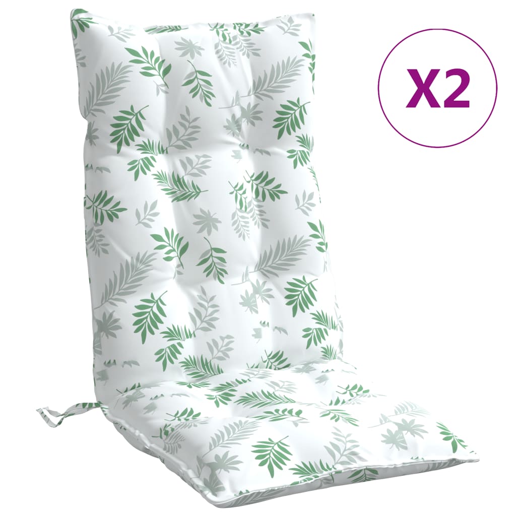 VidaXL coussins de chaise 2 pièces tissu oxford à motif de feuilles à dossier haut