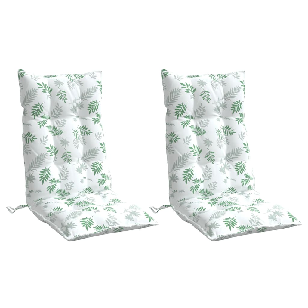 VidaXL coussins de chaise 2 pièces tissu oxford à motif de feuilles à dossier haut