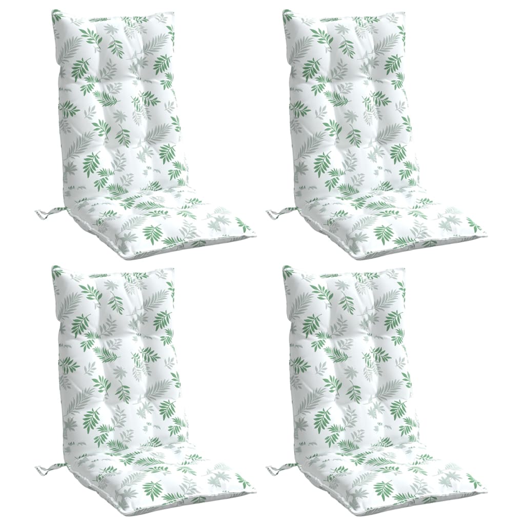 VidaXL coussins de chaise 4 pièces tissu oxford à motif de feuilles à dossier haut