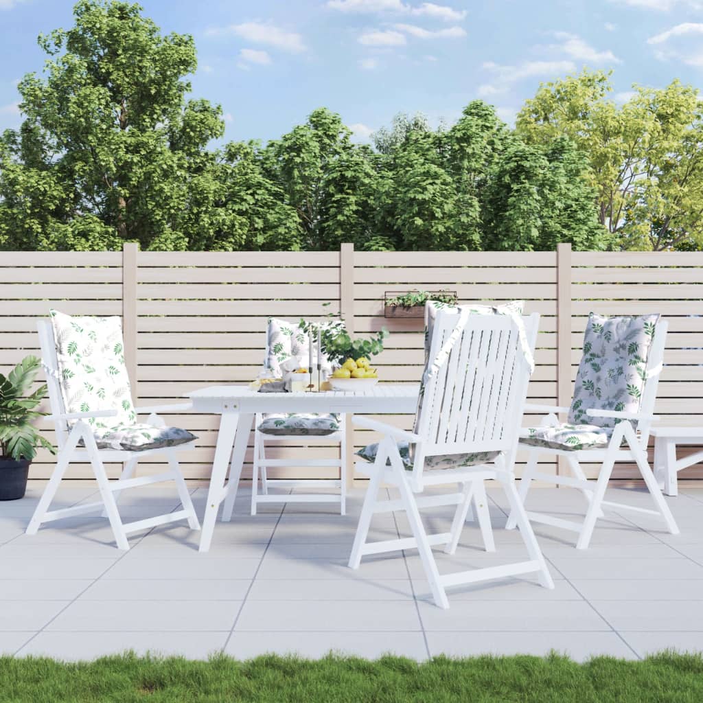VidaXL coussins de chaise 4 pièces tissu oxford à motif de feuilles à dossier haut