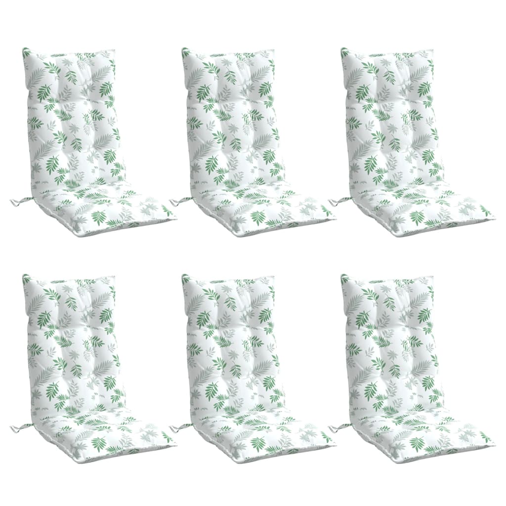 VidaXL coussins de chaise 6 pièces tissu oxford à motif de feuilles à dossier haut