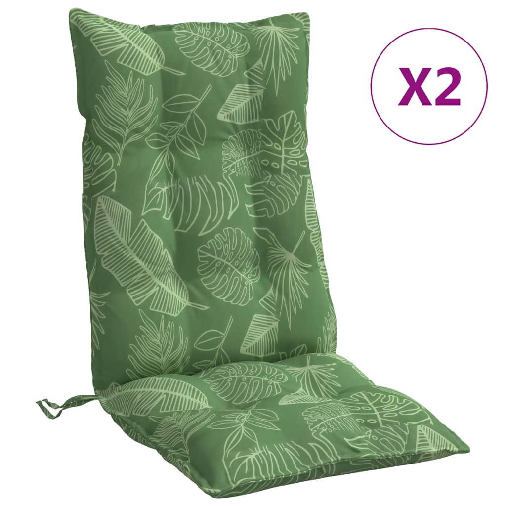 VidaXL coussins de chaise 2 pièces tissu oxford à motif de feuilles à dossier haut