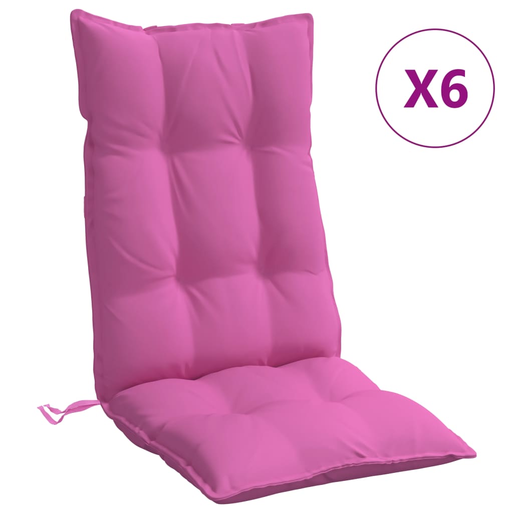 VidaXL coussins de chaise 6 pcs dossier haut tissu oxford rose