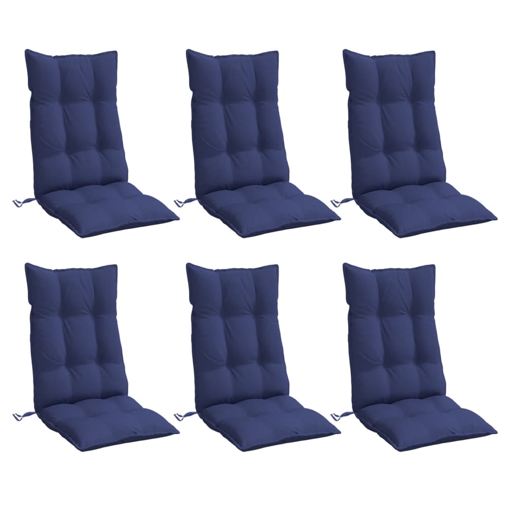 VidaXL coussins de chaise 6 pcs dossier haut tissu oxford bleu marine