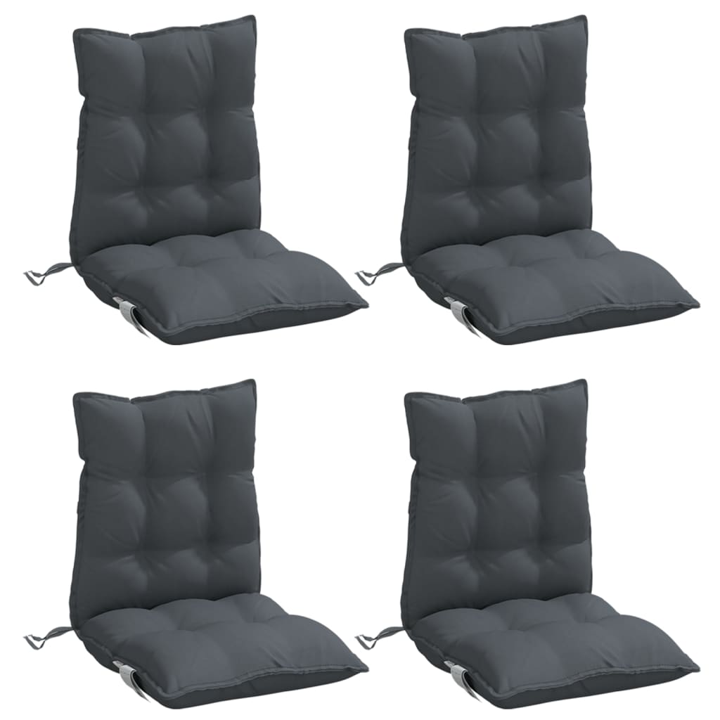 VidaXL coussins de chaise 4 pcs dossier bas tissu oxford anthracite