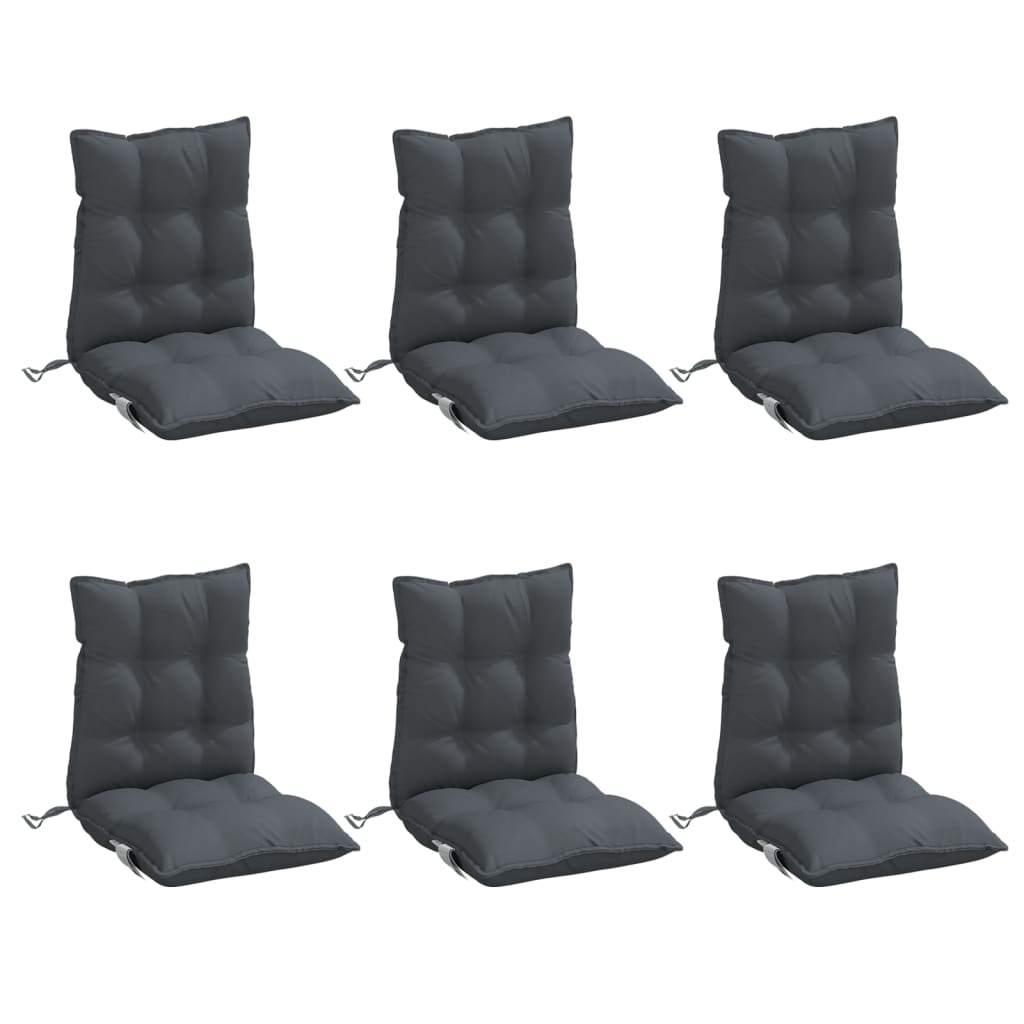 VidaXL coussins de chaise 6 pcs dossier bas tissu oxford anthracite