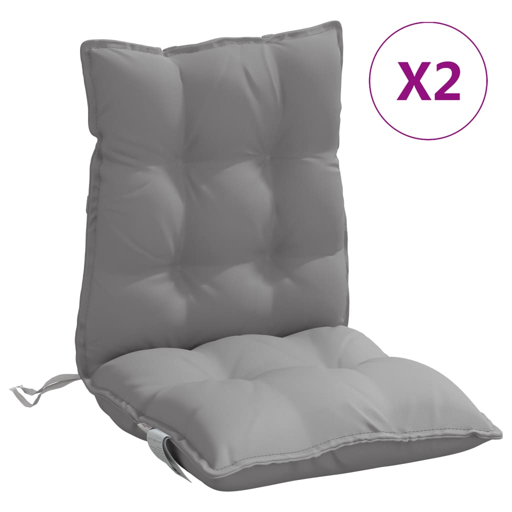 VidaXL coussins de chaise 2 pcs dossier bas tissu oxford gris
