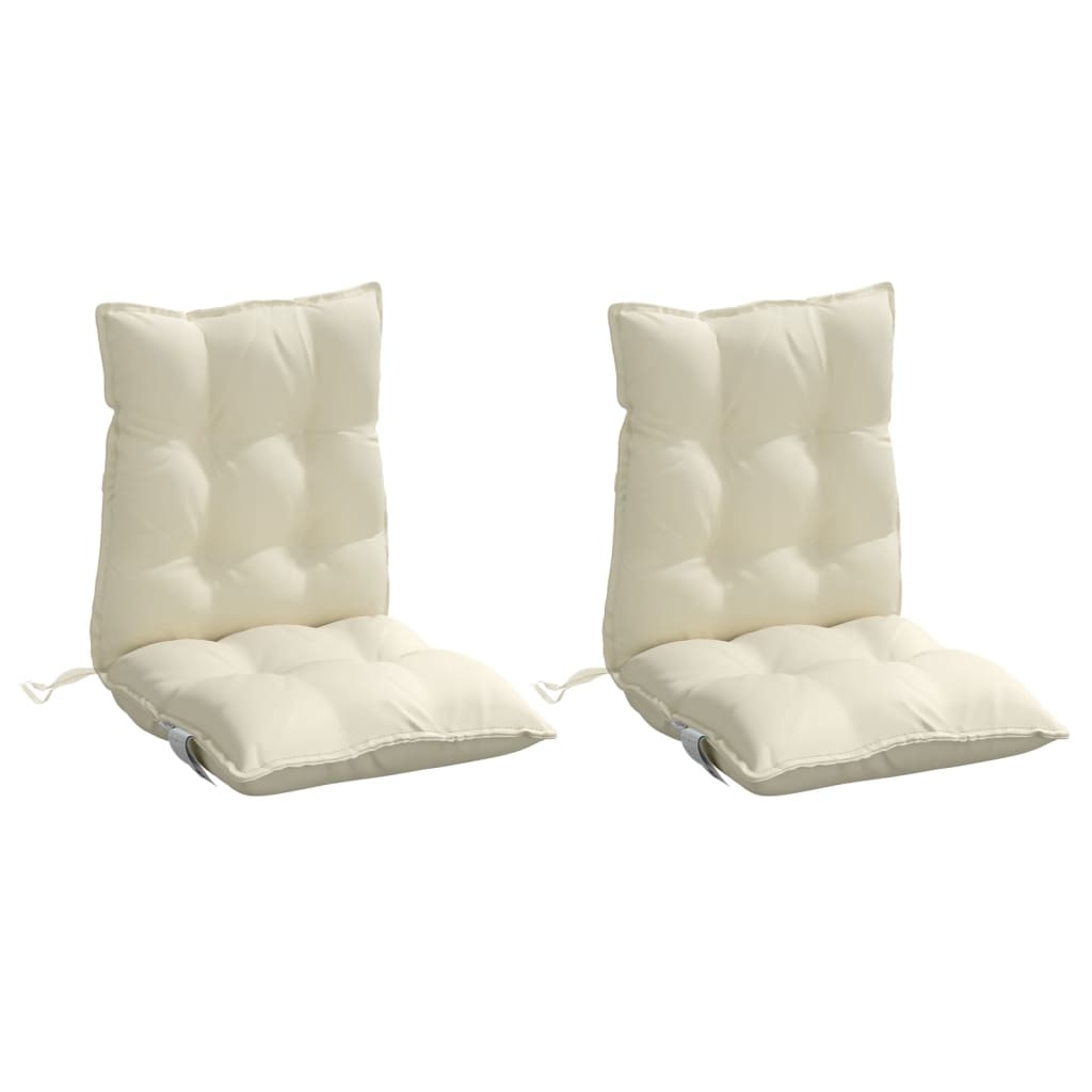 VidaXL coussins de chaise 2 pcs dossier bas tissu oxford couleur crème