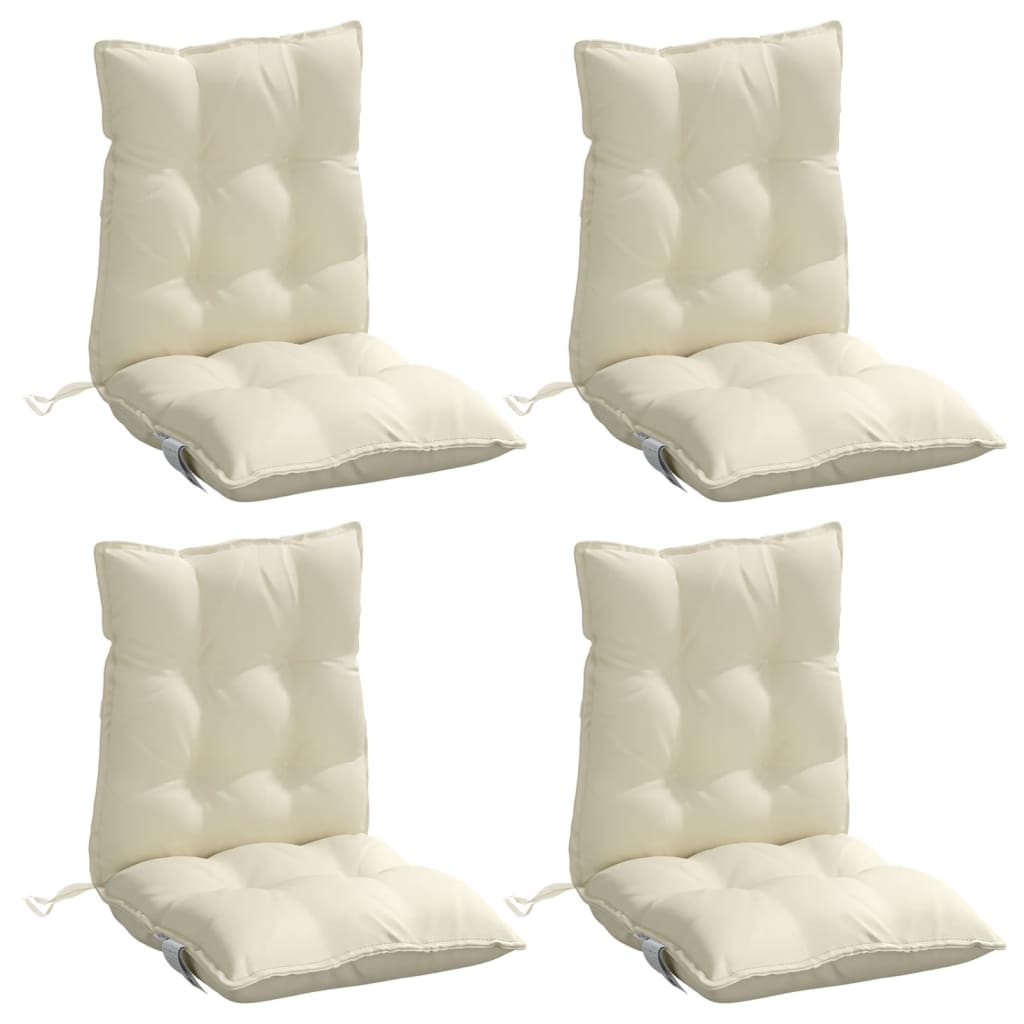 VidaXL coussins de chaise 4 pcs dossier bas tissu oxford couleur crème