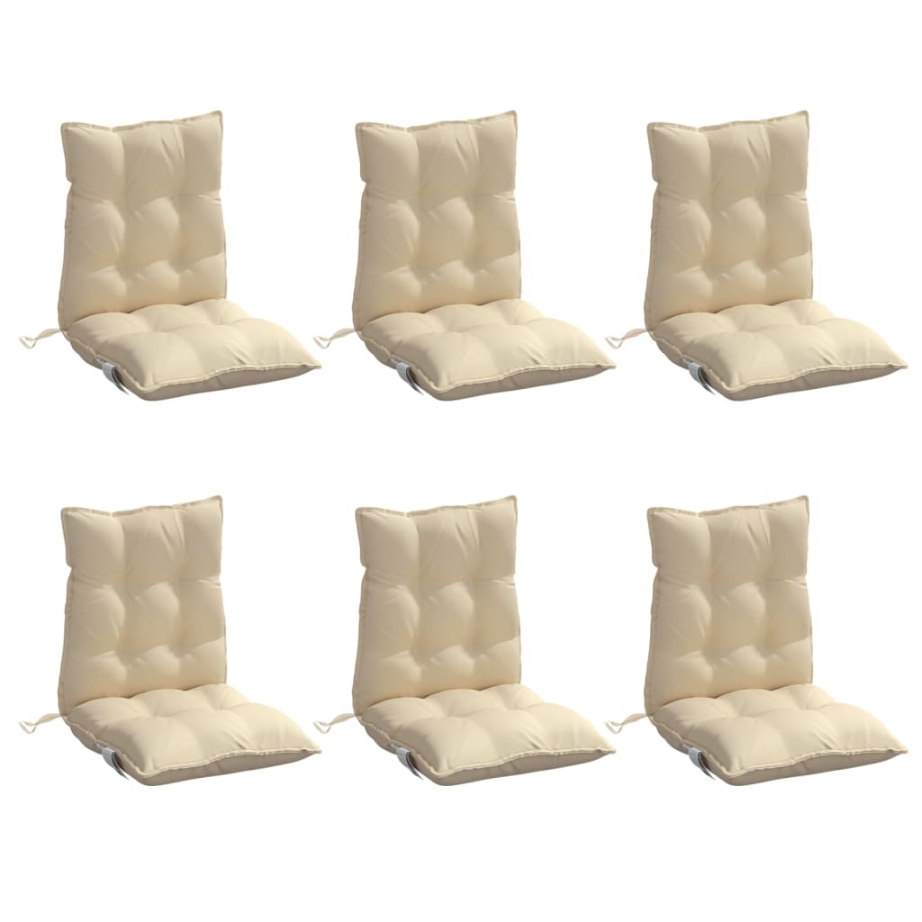 VidaXL coussins de chaise 6 pcs dossier bas tissu oxford beige